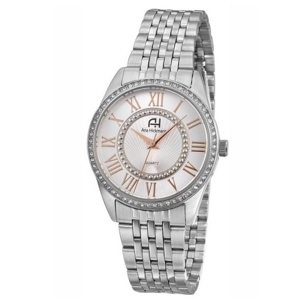 Relógio Feminino Champion Ana Hickmann Prata Analógico AH29034Q Prova D'Agua Colar e Brincos - 1