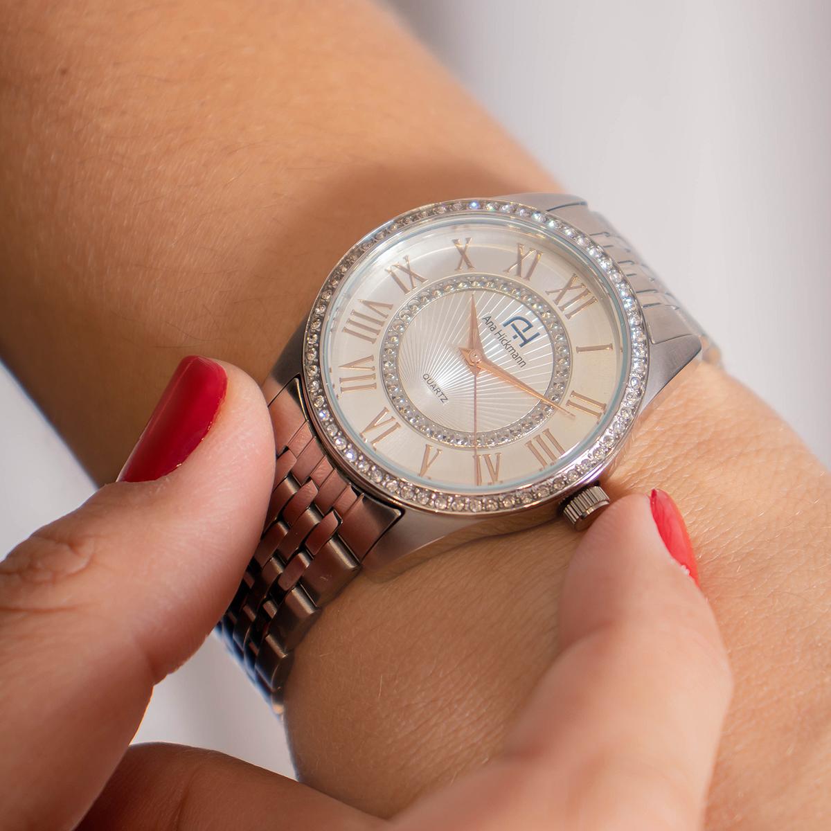 Relógio Feminino Champion Ana Hickmann Prata Analógico AH29034Q Prova D'Agua Colar e Brincos - 6