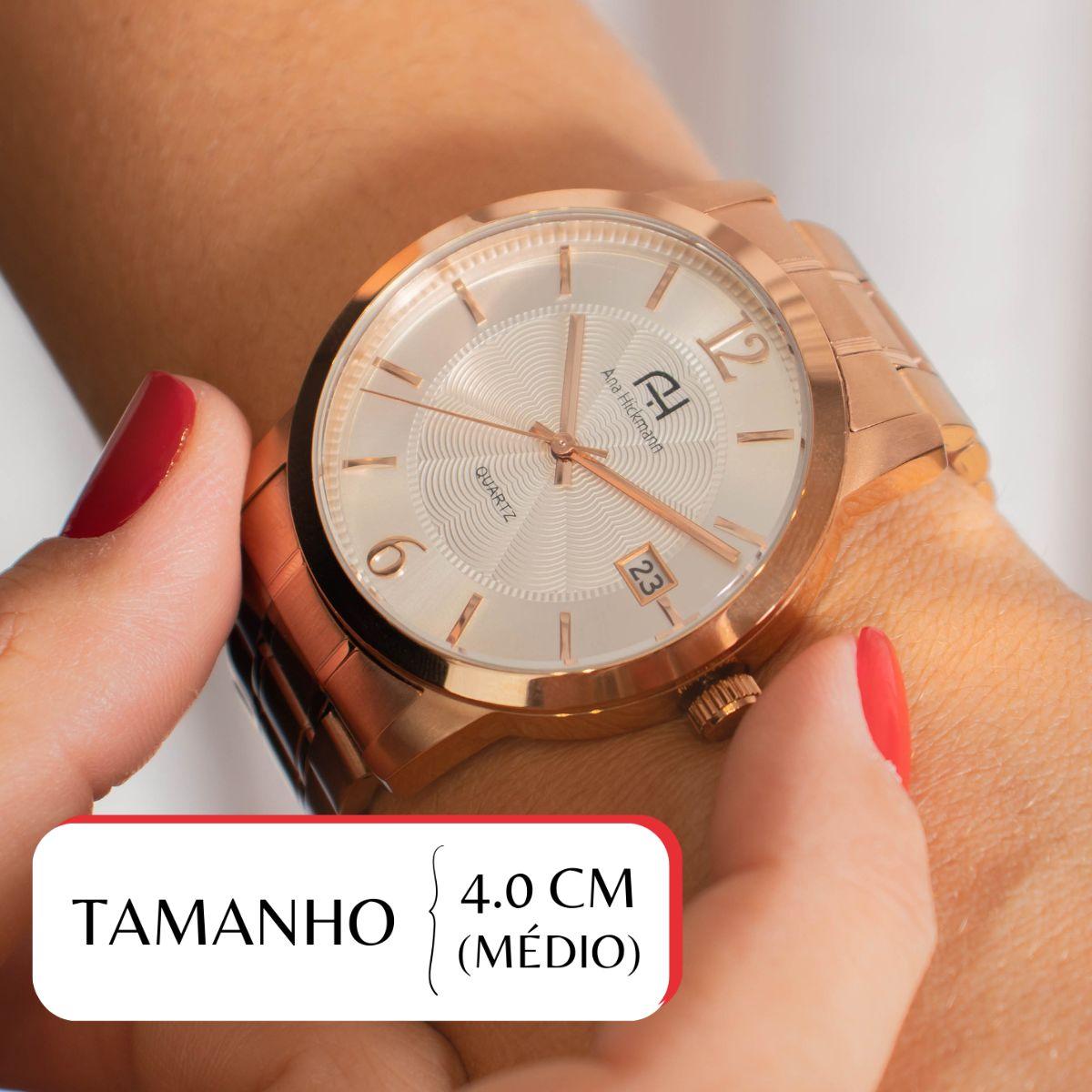 Relógio Feminino Champion Ana Hickmann Analógico Rosé AH29016Z Calendário Colar e Brincos - 2