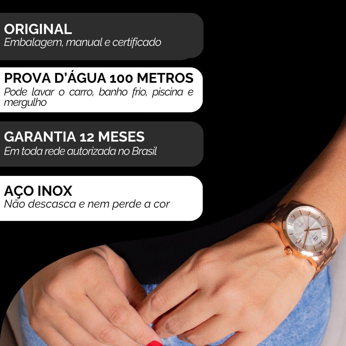 Relógio Feminino Champion Ana Hickmann Analógico Rosé AH29016Z Calendário Colar e Brincos - 3