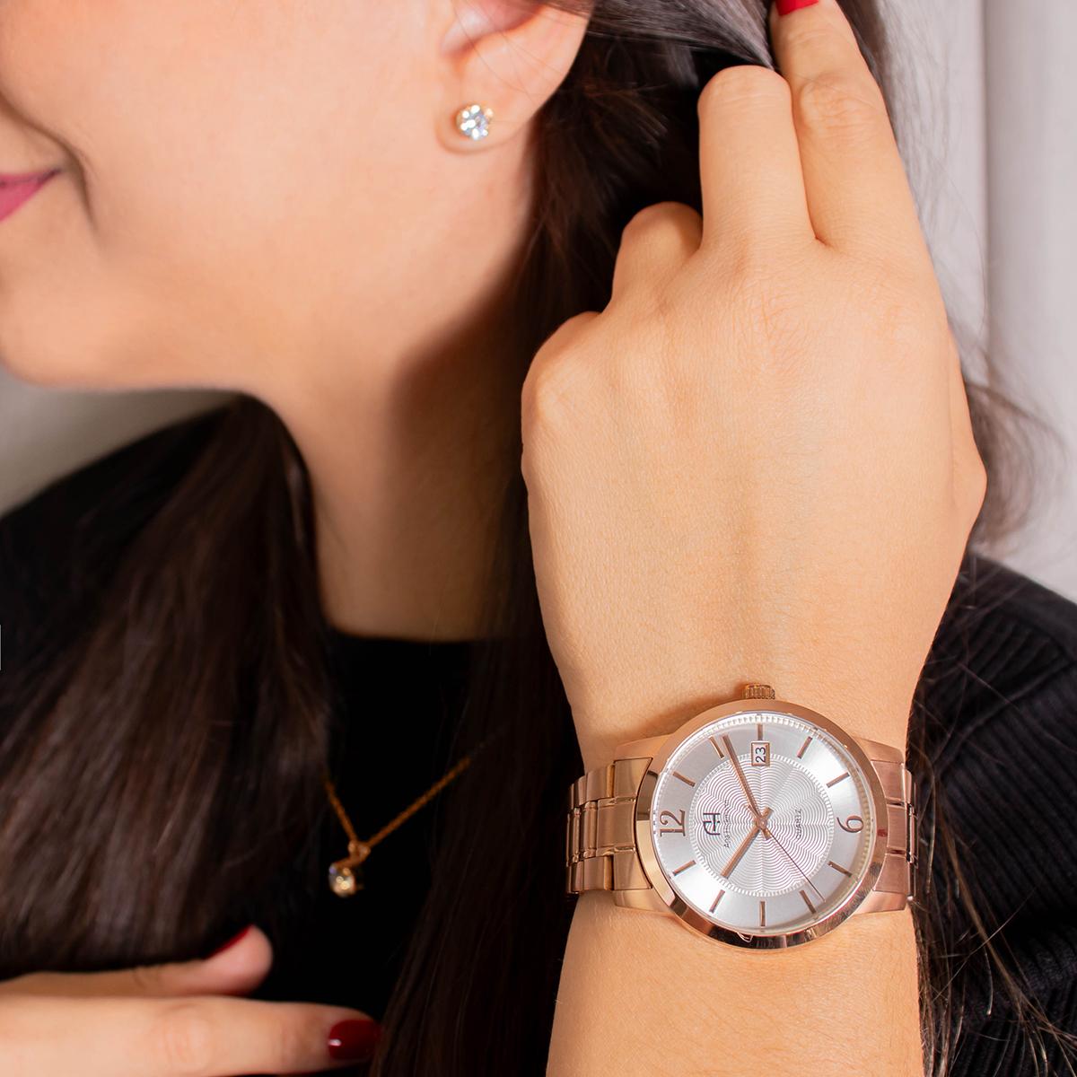 Relógio Feminino Champion Ana Hickmann Analógico Rosé AH29016Z Calendário Colar e Brincos - 4