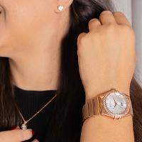 Relógio Champion Ana Hickmann Analógico Rosé AH28188Z Kit Colar e Brincos