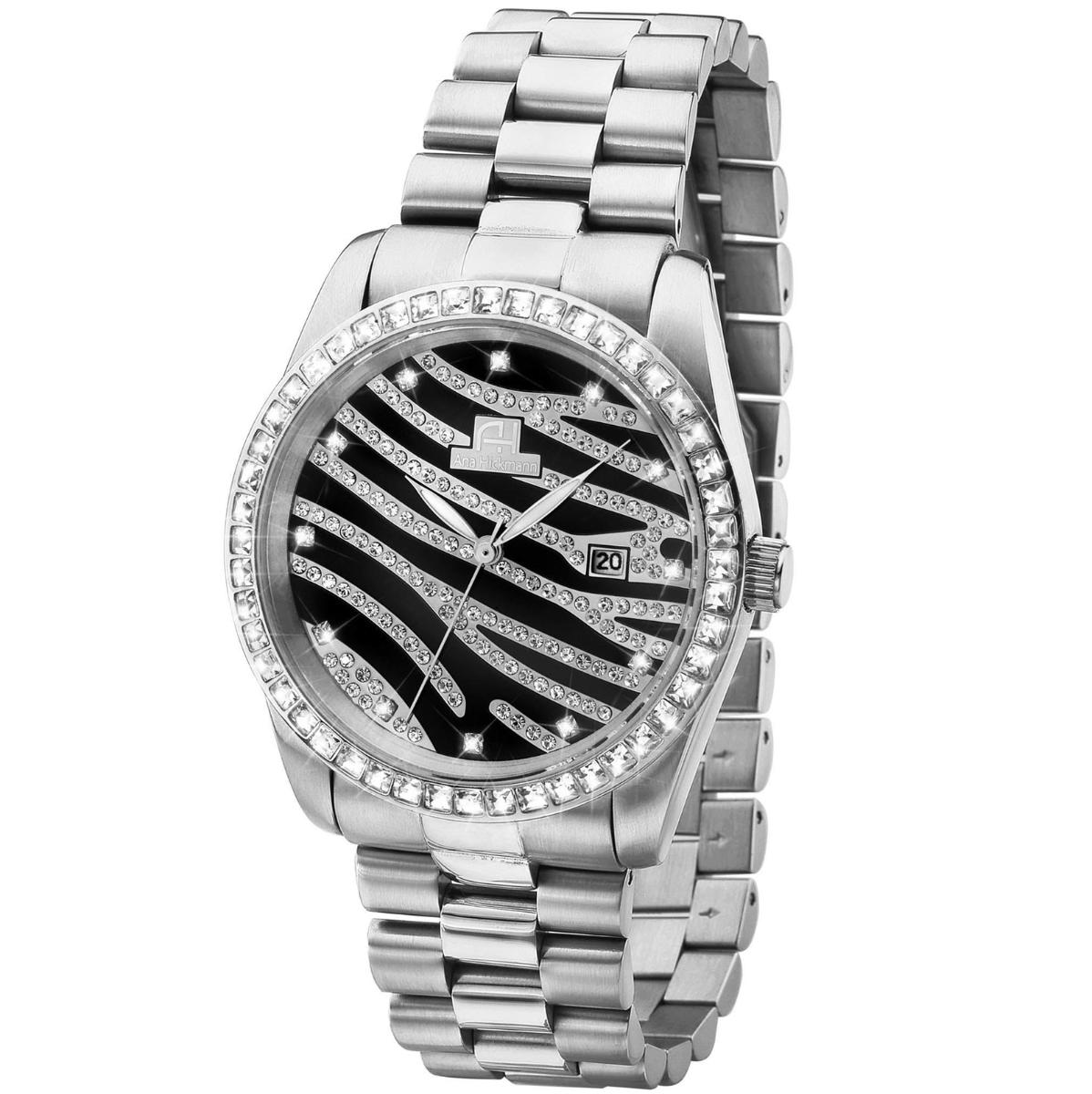 Relógio Feminino Ana Hickmann Prata Social Cristais AH28204T Colar e Brincos - 1