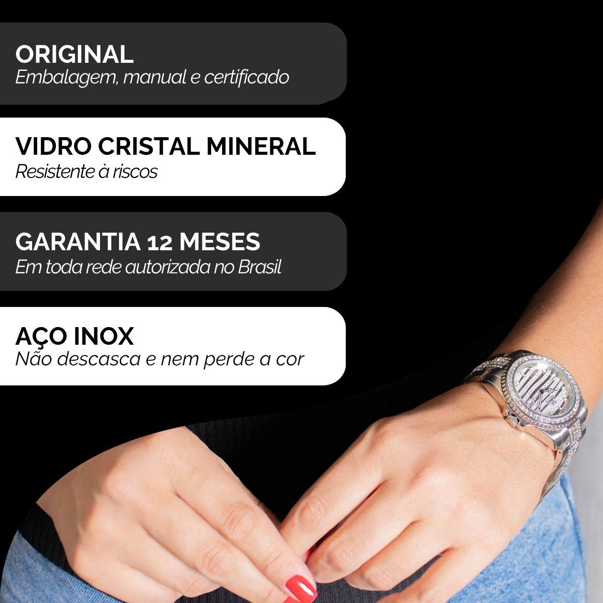 Relógio Feminino Champion Ana Hickmann Cristais AH28197Q Colar e Brincos - 3