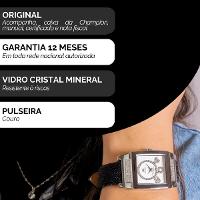 Kit Relógio Feminino Champion Ana Hickmann Analógico Quadrado Couro AH28062Q Cristais Colar e Brincos - 3