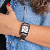 Kit Relógio Feminino Champion Ana Hickmann Analógico Quadrado Couro AH28062Q Cristais Colar e Brincos