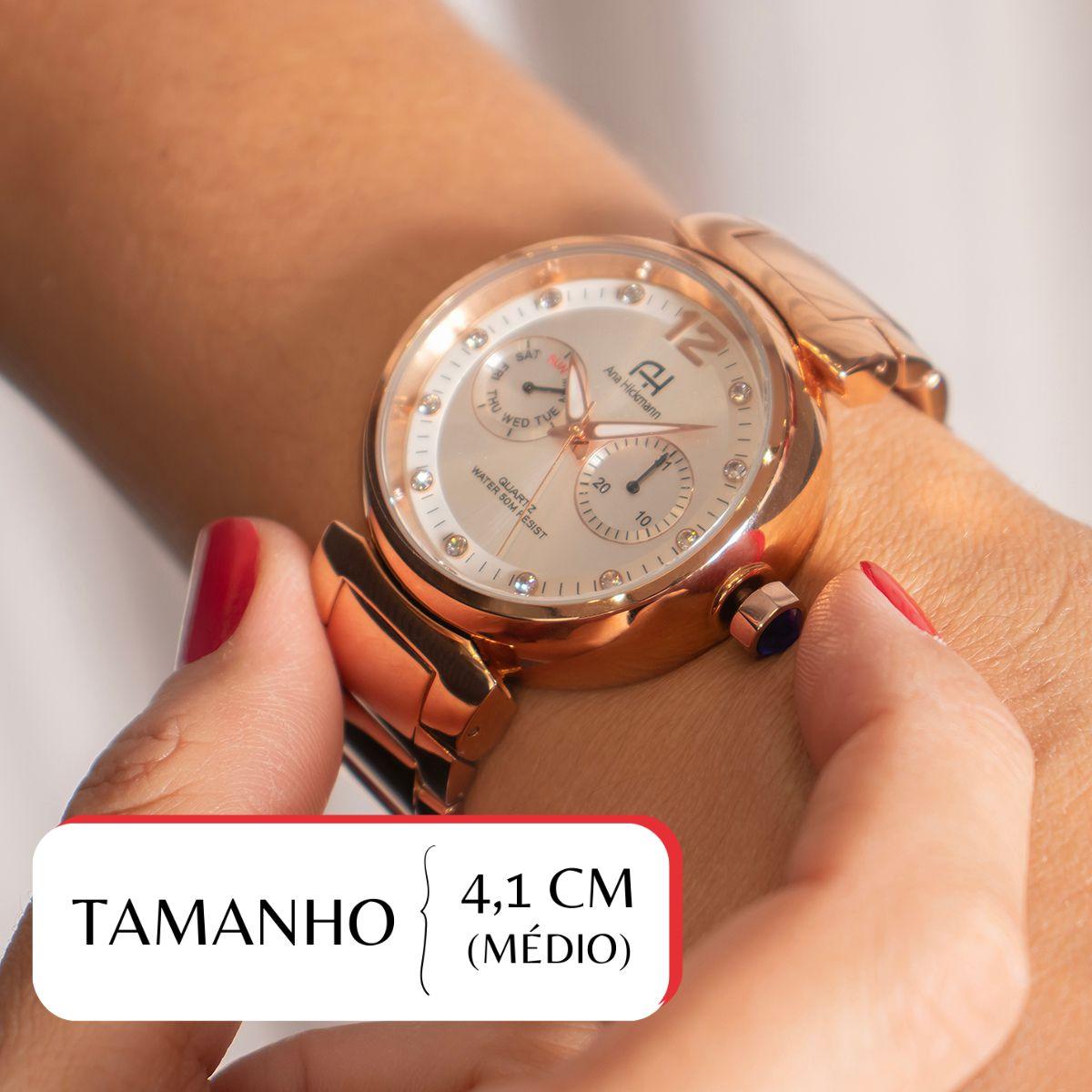 Relógio Champion Ana Hickmann Feminino Rosé AH30175Z Kit Colar e Brincos - 2