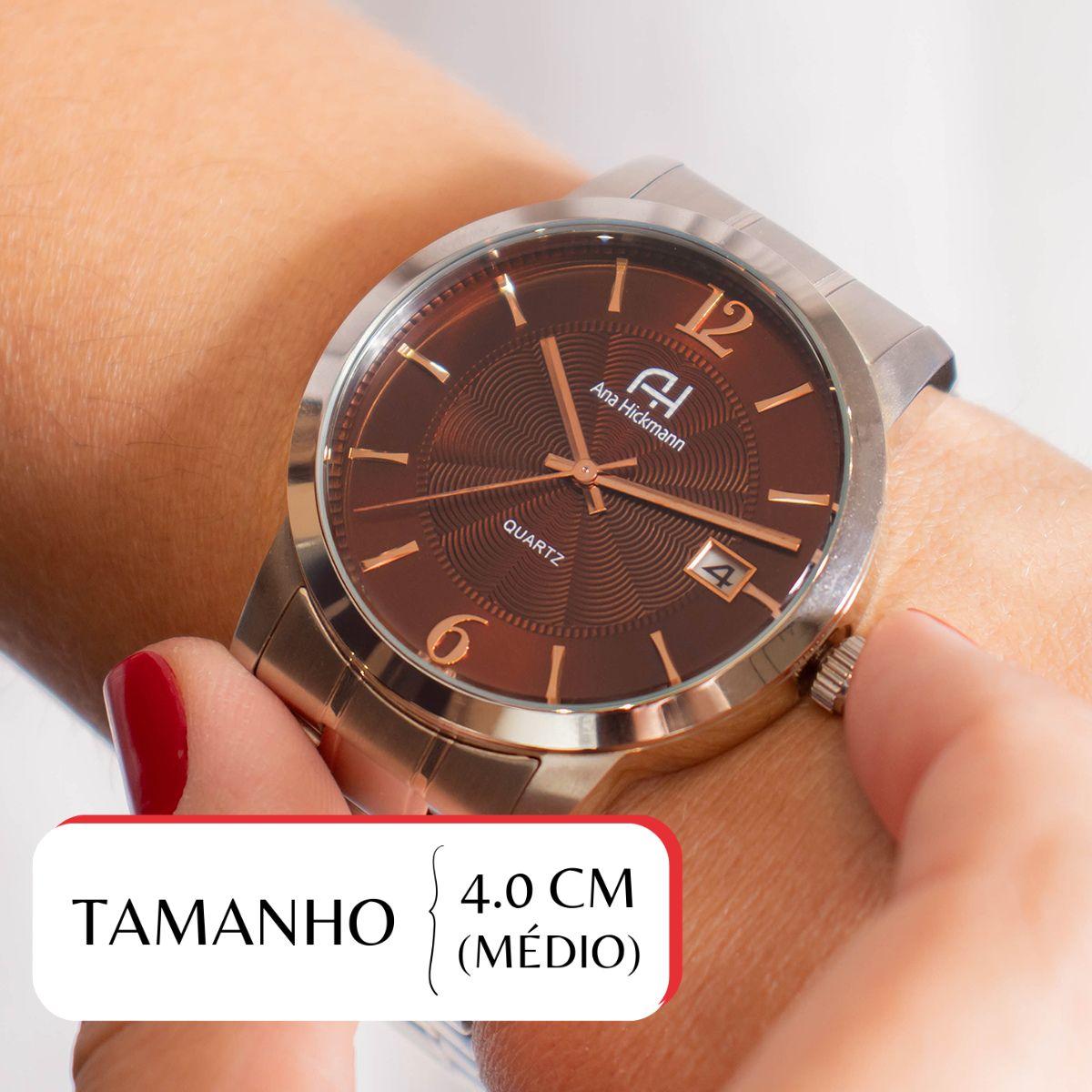 Relógio Feminino Champion Ana Hickmann Analógico Prata AH29016R Calendário Colar e Brincos - 2