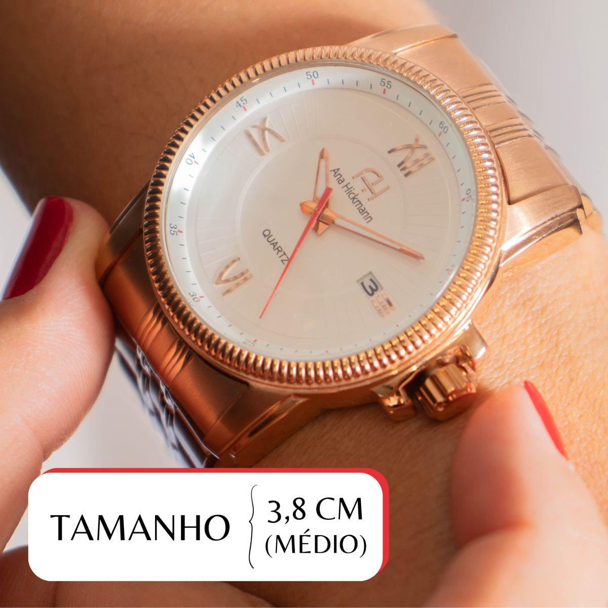 Relógio Feminino Champion Ana Hickmann Rosé AH28866Z Colar e Brincos - 2