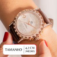 Kit Relógio Feminino Champion Ana Hickmann Marrom Couro Analógico AH28400Z Cristais - 2