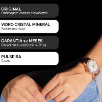 Kit Relógio Feminino Champion Ana Hickmann Marrom Couro Analógico AH28400Z Cristais - 3