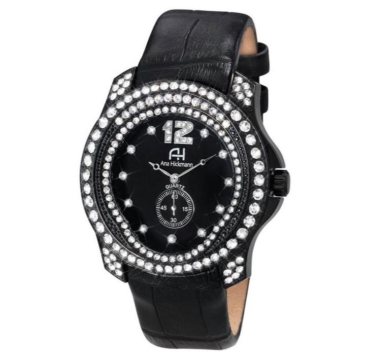 Relógio Feminino Champion Ana Hickmann Couro Cristais AH28277T Colar e Brincos - 1