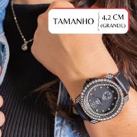 Relógio Feminino Champion Ana Hickmann Couro Cristais AH28277T Colar e Brincos - 2