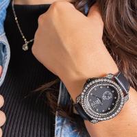 Relógio Feminino Champion Ana Hickmann Couro Cristais AH28277T Colar e Brincos