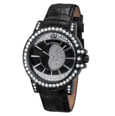 Relógio Champion Ana Hickmann Couro Preto AH28160T Colar e Brincos