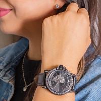 Relógio Champion Ana Hickmann Couro Preto AH28160T Colar e Brincos - 5