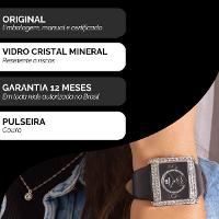 Relógio Feminino Champion Ana Hickmann Couro Preto Cristais AH28133T Colar e Brincos - 3