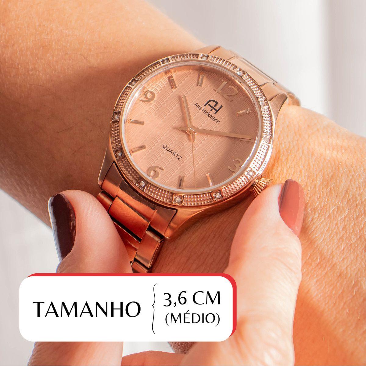 Kit Relógio Feminino Champion Ana Hickmann Analógico Rosé AH29052X A Prova D'Àgua - 2