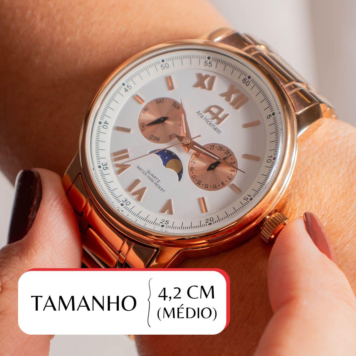 Relógio Feminino Champion Ana Hickmann Analógico Multifunção Rosé Fases da Lua AH30022Z - 2
