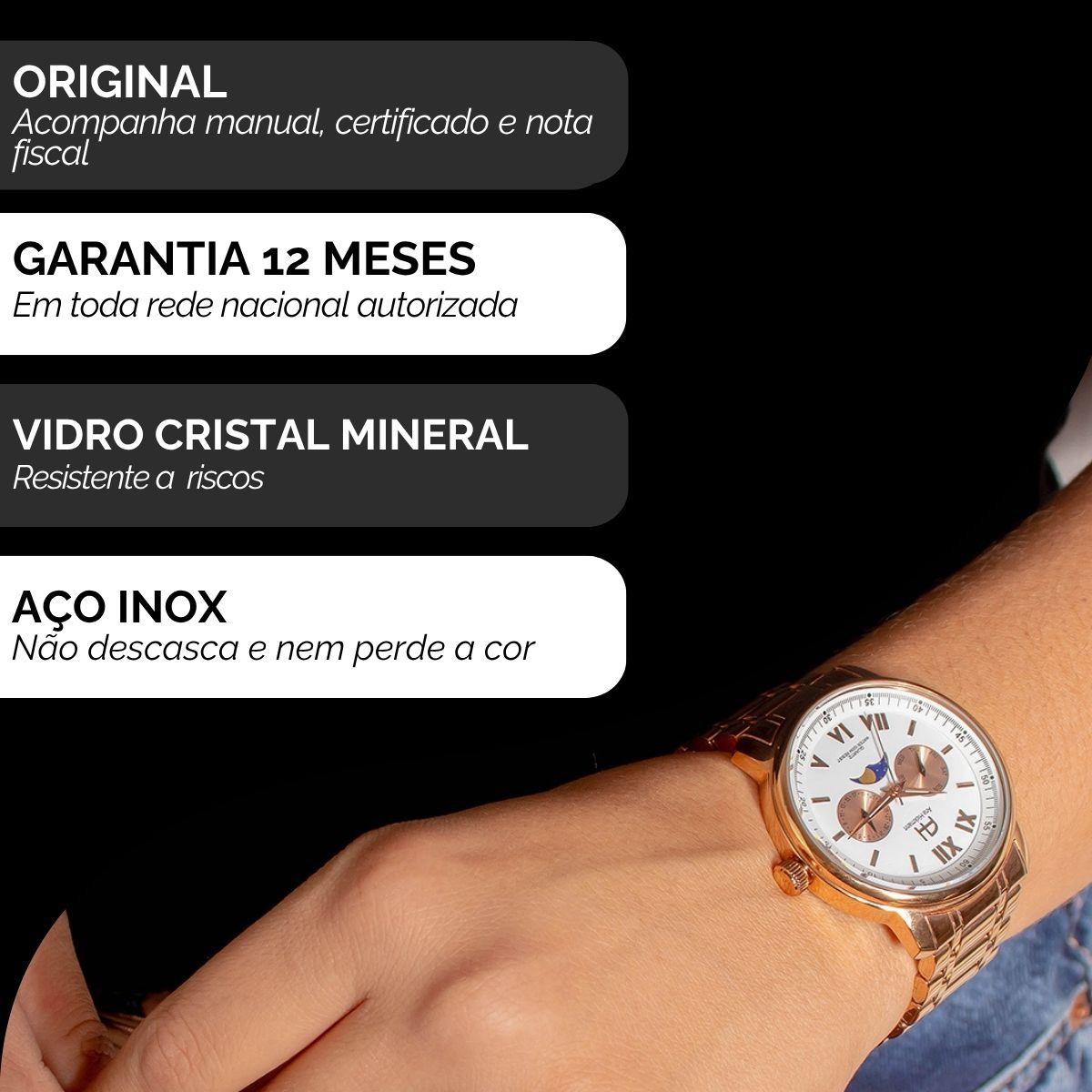 Relógio Feminino Champion Ana Hickmann Analógico Multifunção Rosé Fases da Lua AH30022Z - 3