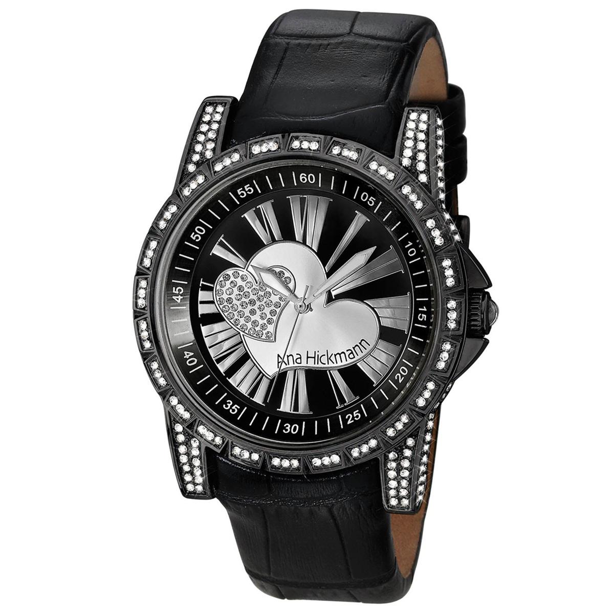 Relógio Feminino Champion Ana Hickmann Couro Preto AH28366T Colar e Brincos - 1