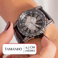 Relógio Feminino Champion Ana Hickmann Couro Preto AH28366T Colar e Brincos - 2