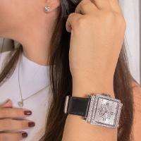 Relógio Feminino Champion Ana Hickmann Couro Preto AH28446Q Colar e Brincos