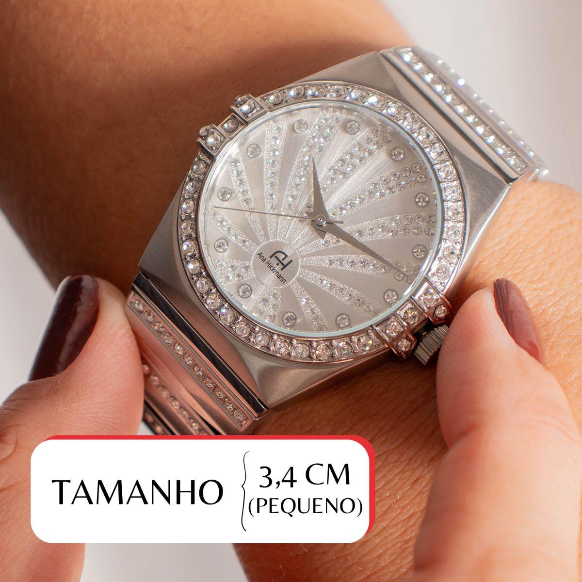 Relógio Feminino Champion Ana Hickmann Prata AH28455Q Colar e Brincos - 2