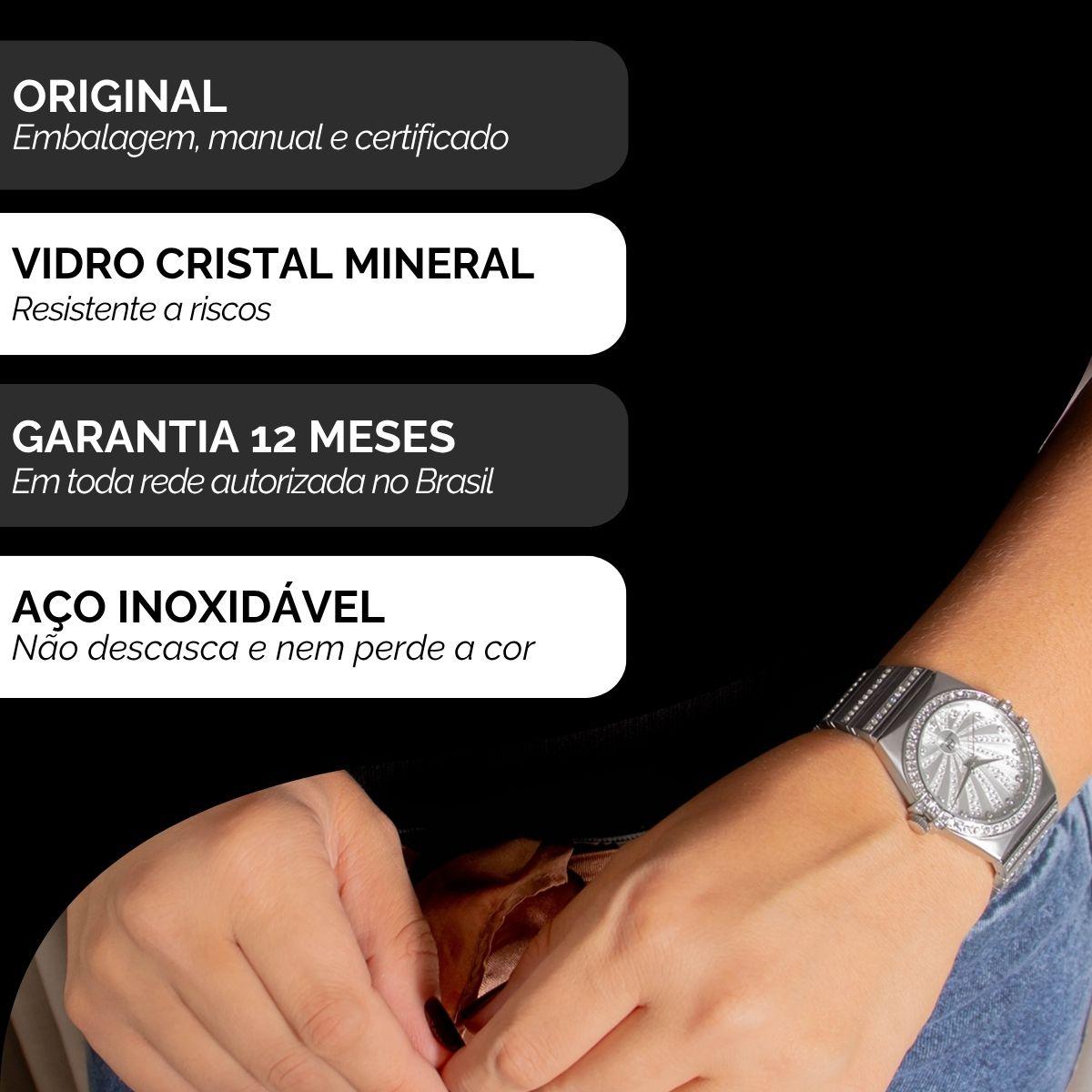 Relógio Feminino Champion Ana Hickmann Prata AH28455Q Colar e Brincos - 3