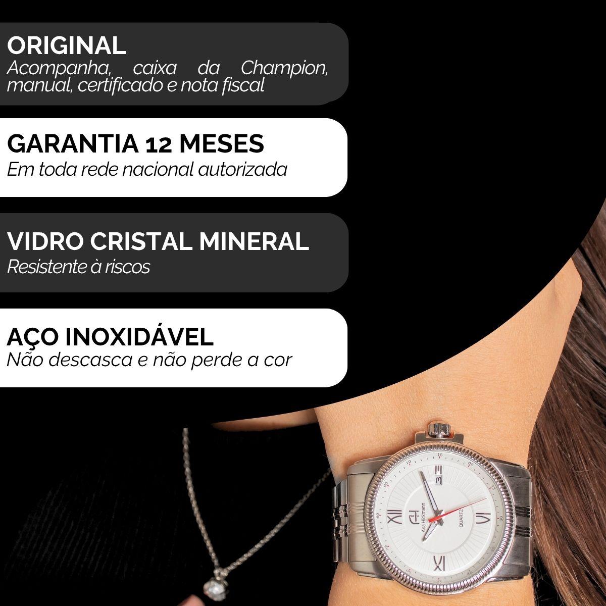 Relógio Feminino Champion Ana Hickmann Prata AH28866Q Colar e Brincos - 3