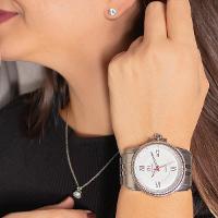 Relógio Feminino Champion Ana Hickmann Prata AH28866Q Colar e Brincos - 5