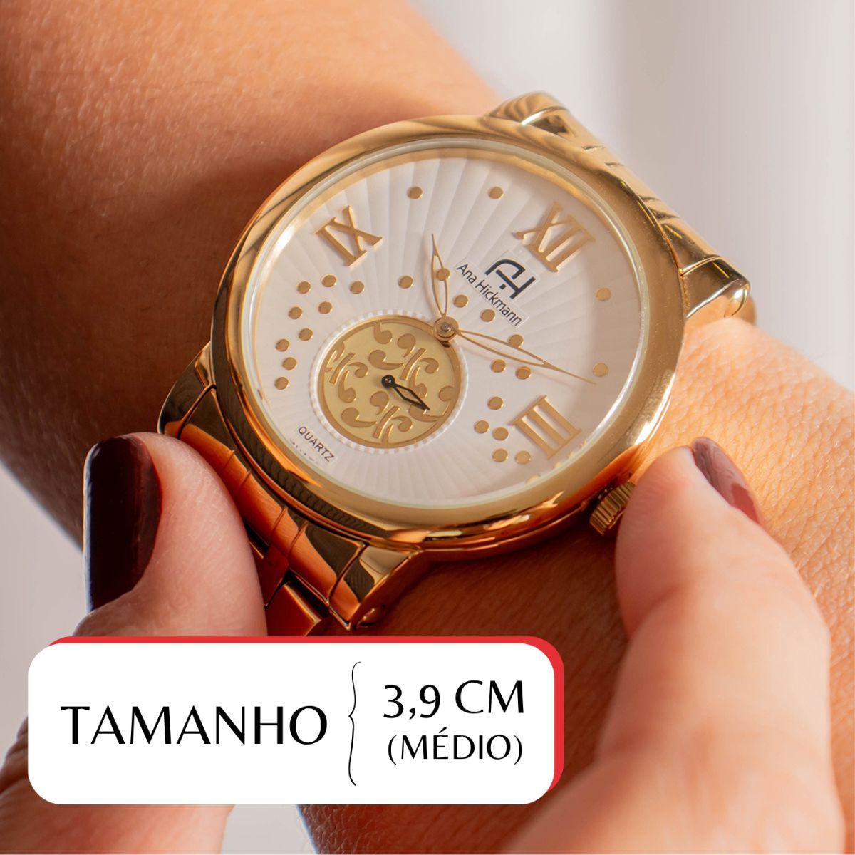 Relógio Feminino Champion Ana Hickmann Dourado AH29007H Colar e Brincos - 2