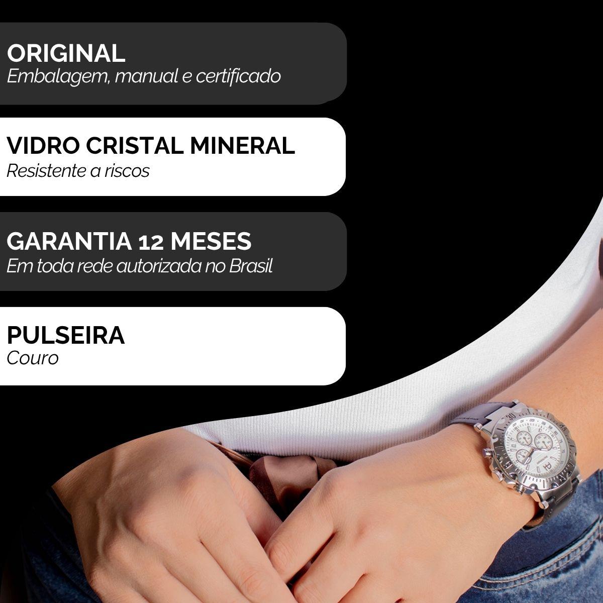 Relógio Feminino Champion Ana Hickmann Cronógrafo Couro AH30004K Colar e Brincos - 3