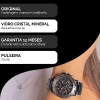 Relógio Feminino Champion Ana Hickmann Cronógrafo Couro Preto AH30004N Colar e Brincos - 3