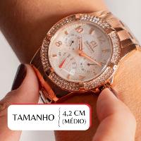 Relógio de Pulso Feminino Ana Hickmann Rosé AH30255Z Colar e Brincos - 2