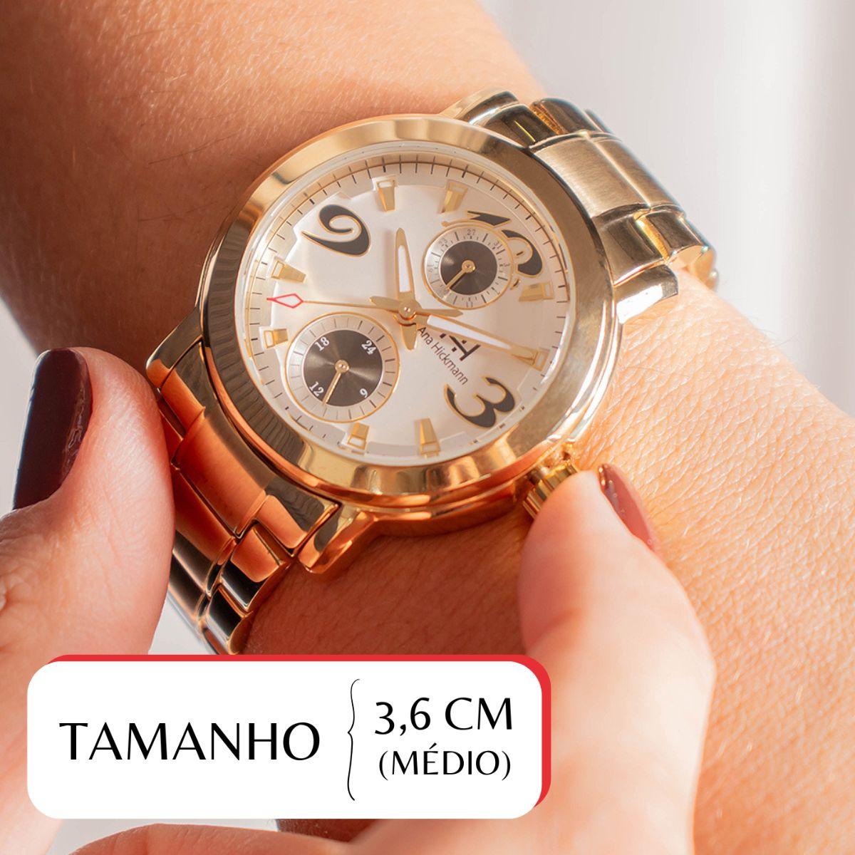 Relógio Feminino Champion Ana Hickmann Dourado AH30291H MultiFunção Colar e Brincos - 2