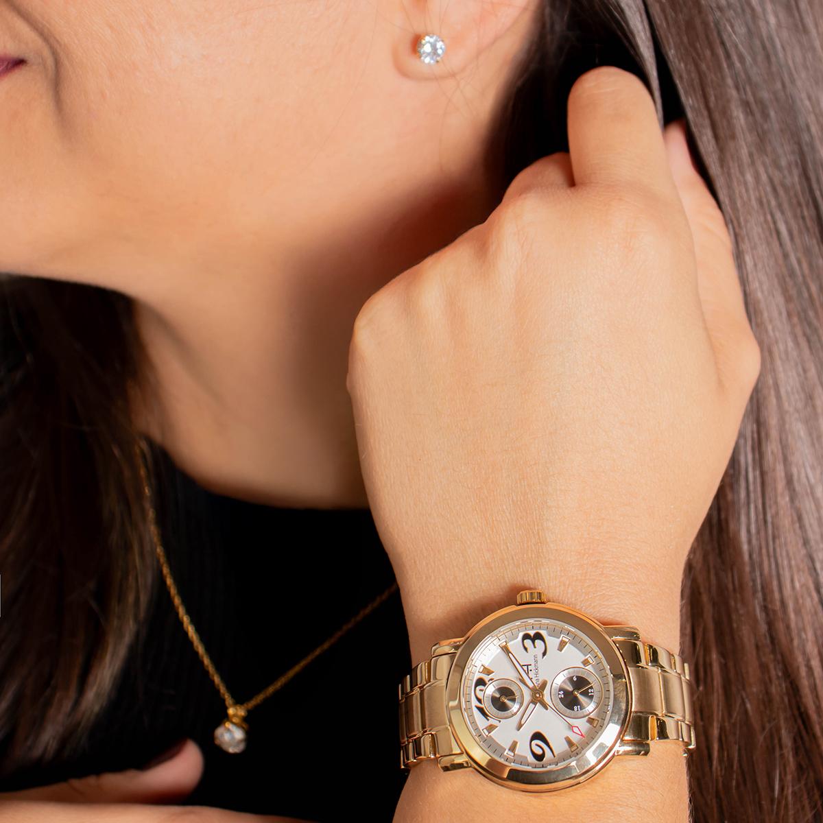 Relógio Feminino Champion Ana Hickmann Dourado AH30291H MultiFunção Colar e Brincos - 4