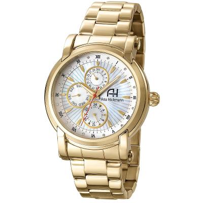 Relógio Feminino Champion Ana Hickmann Dourado Analógico MultiFunção AH30317H A Prova D'Água