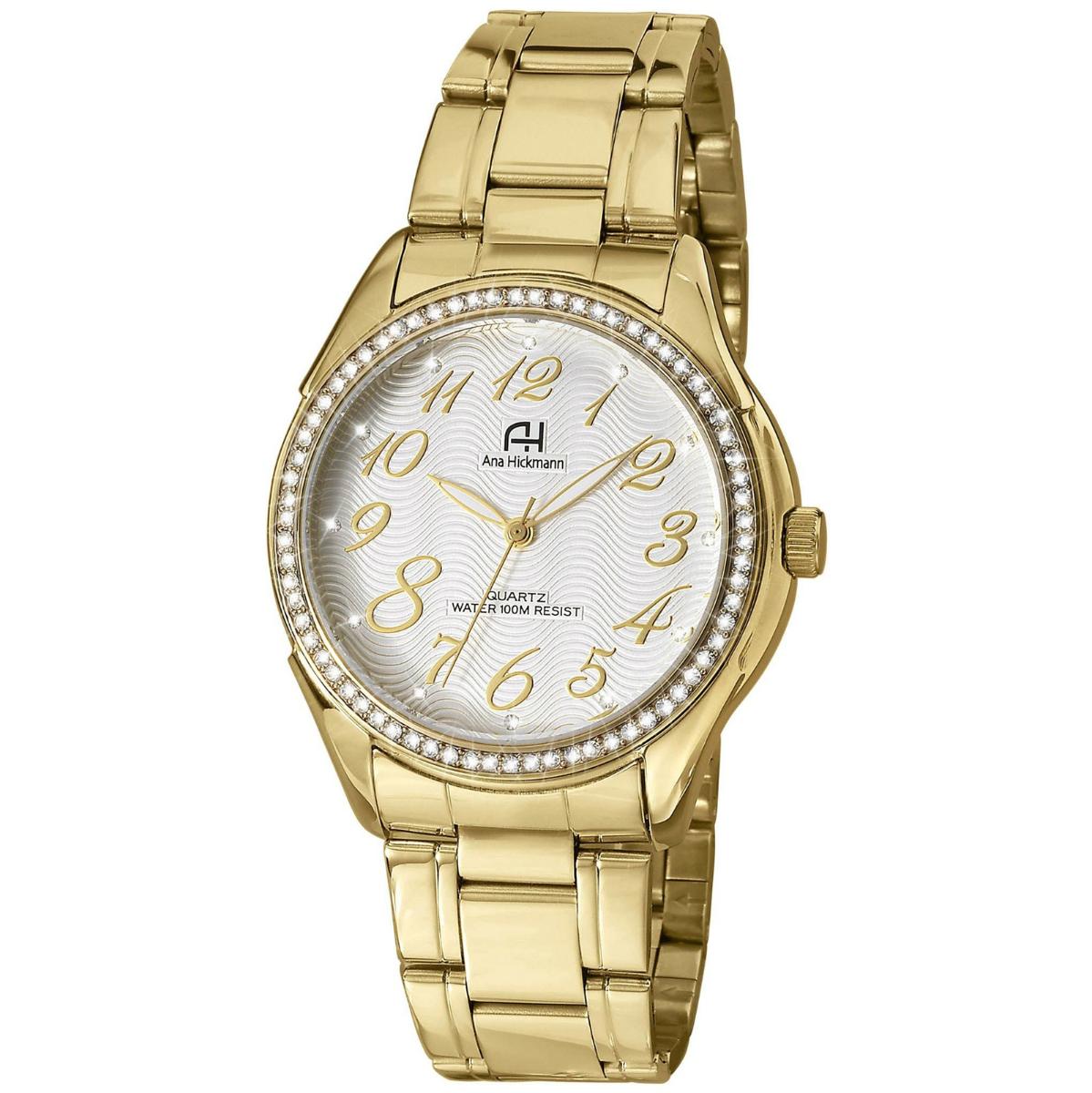 Kit Relógio Feminino Champion Ana Hickmann Analógico Dourado AH20015H Cristais - 1
