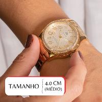 Kit Relógio Feminino Champion Ana Hickmann Analógico Dourado AH20015H Cristais - 2