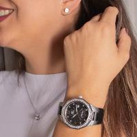 Relogio Feminino Champion Ana Hickmann Couro Preto Social Cristais AH20033T - 5