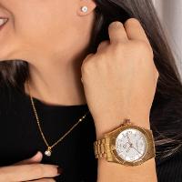 Relógio Feminino Champion Ana Hickmann Dourado AH20060H Colar e Brincos - 5