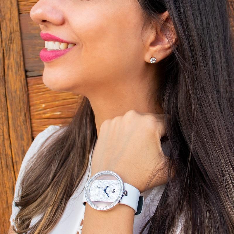 Kit Relógio Feminino Champion Ana Hickmann Analógico Couro Preto AH28473Q Cristais - 3