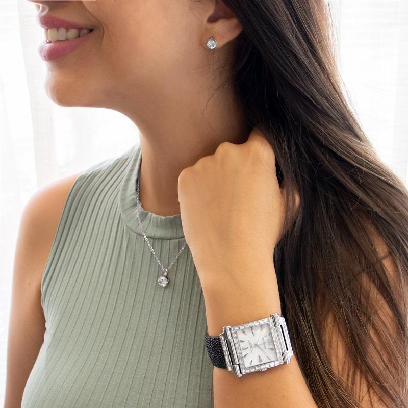 Relógio Feminino Champion Ana Hickmann Quadrado AH20051Q Kit Colar e Brincos - 3