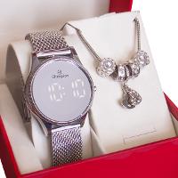 Relógio Feminino Prata Champion Digital Espelhado CH40133S + Pulseira Berloques - 7