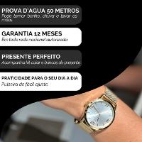 Relógio Champion Feminino Dourado Prova D´Agua + Kit de Brincos e Colar Garantia De Um Ano - 3