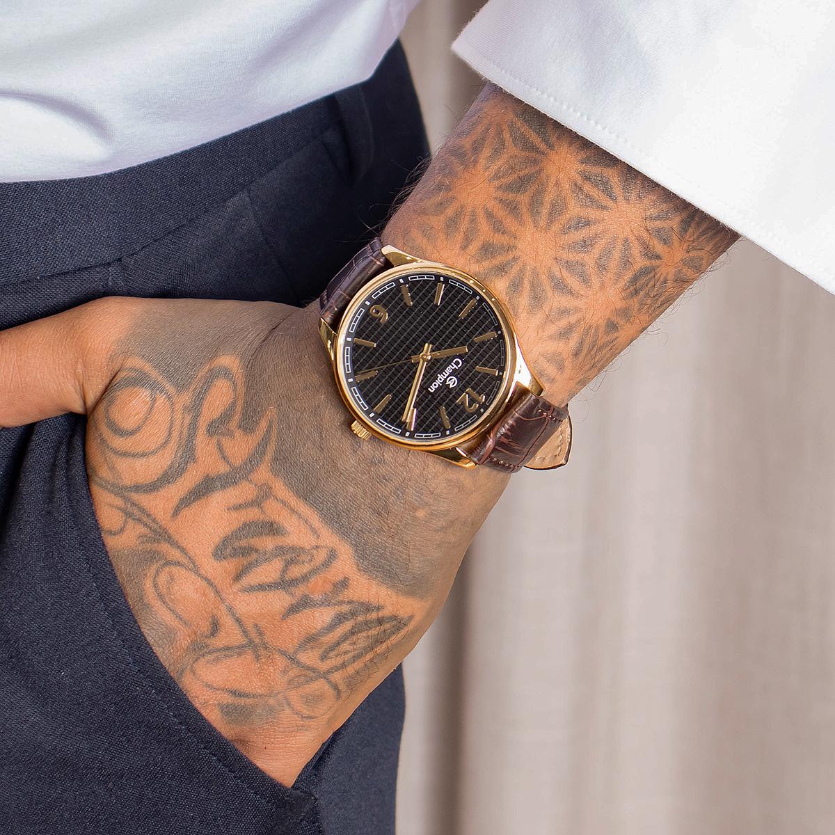 Relógio Masculino Champion Casual Couro Marrom Social Luxo CN21443U - 4