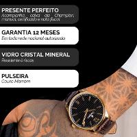 Relógio Masculino Champion Casual Couro Marrom Social Luxo CN21443U - 2