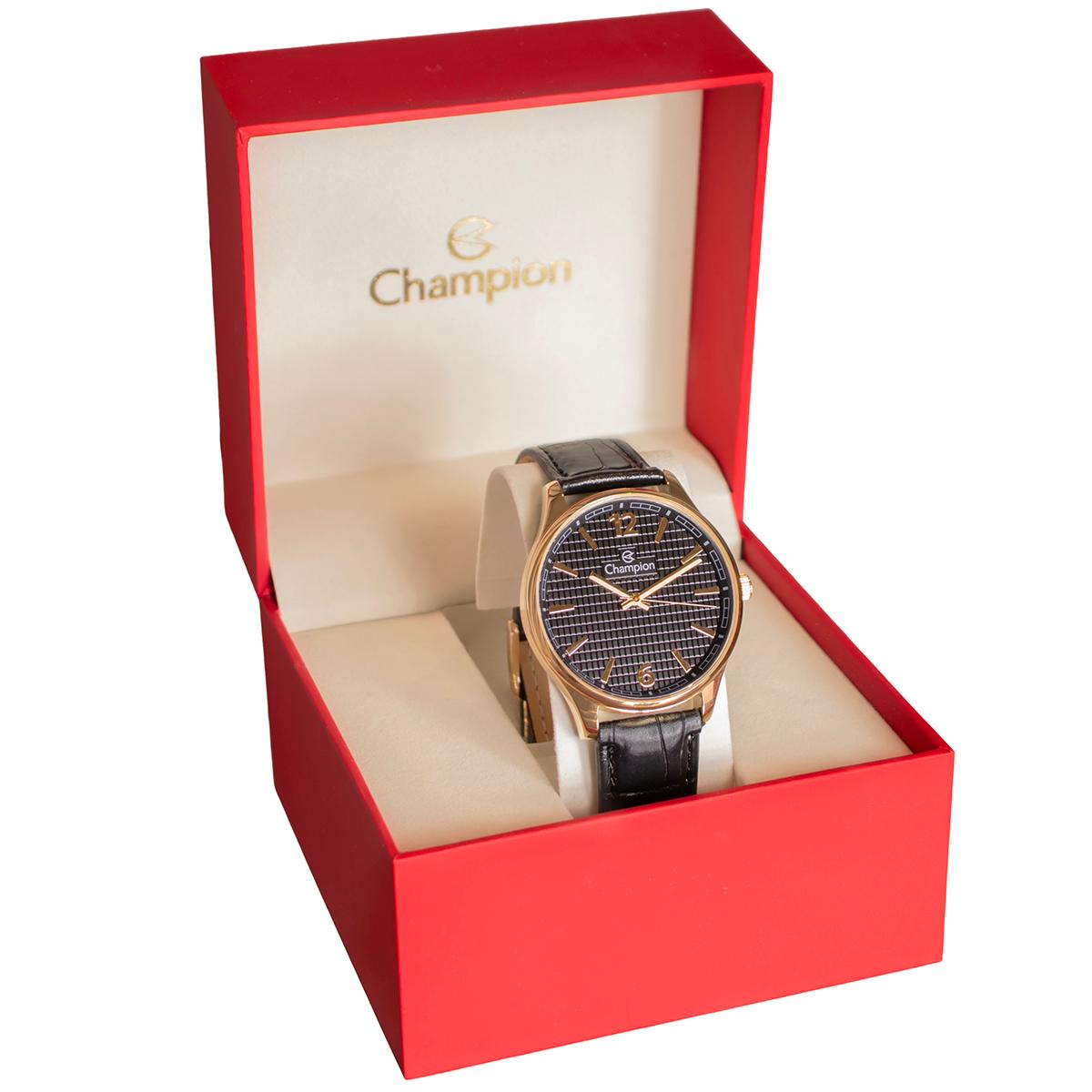 Relógio Masculino Champion Casual Couro Preto Social Luxo CN21443P - 6