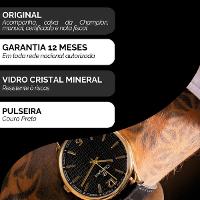 Relógio Masculino Champion Casual Couro Preto Social Luxo CN21443P - 3